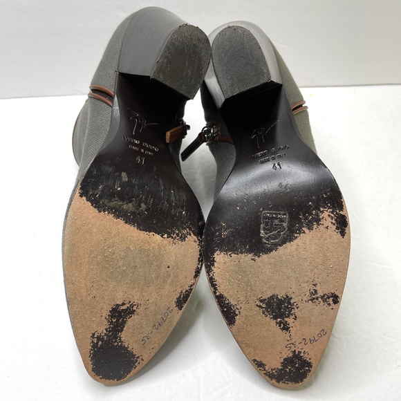 GIUSEPPE ZANOTTI Gray Canvas Ankle Boots Side Zip Size 41 - Picture 9 of 14